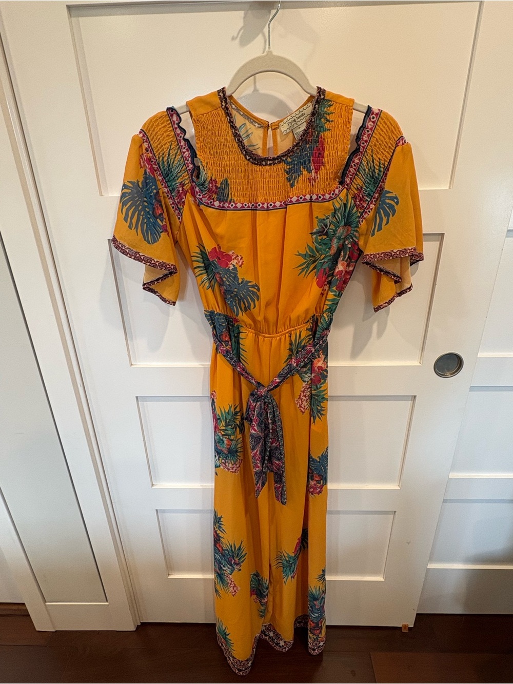Flying Tomato Yellow Tropical Floral Jumpsuit – Size M